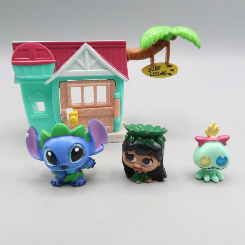 Disney Doorables Stitch's Surf Set Mini Playset Lot Lilo Scrump Stitch Toy lot